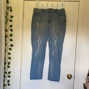 forever 21 plus size ripped boyfriend jeans